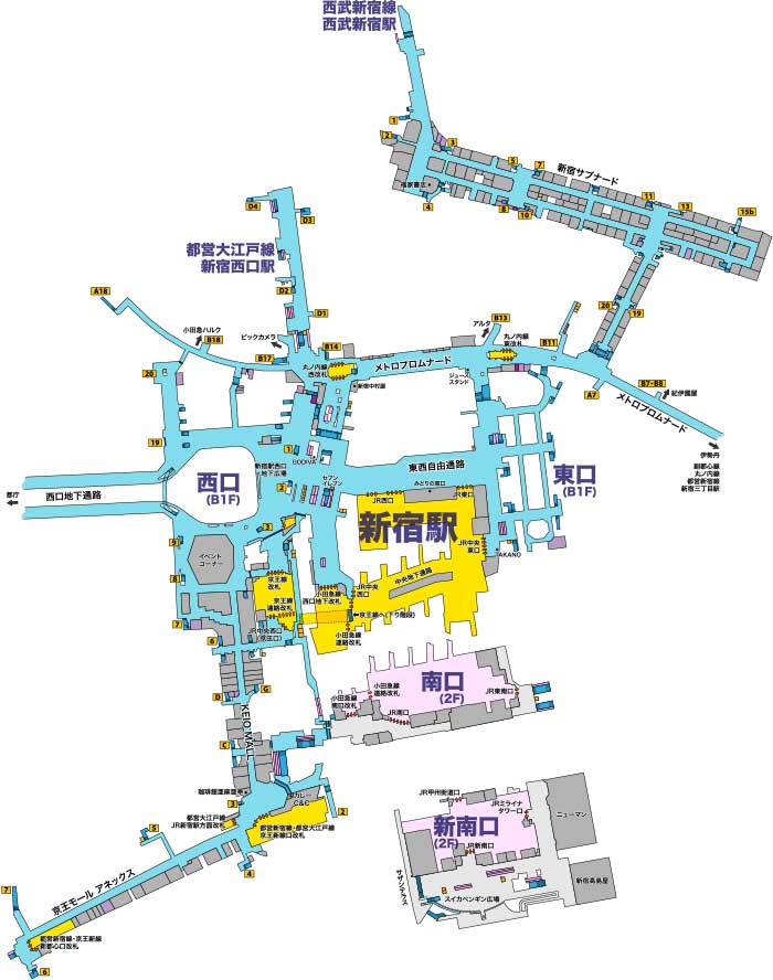 東京新宿 地下通路map