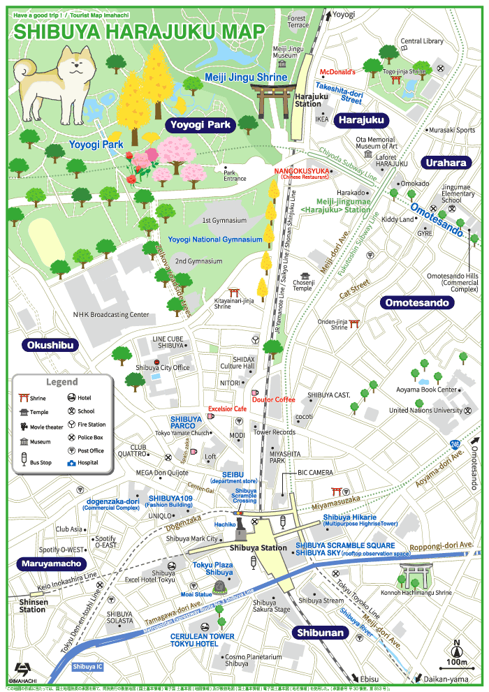 Tokyo Shibuya Harajuku Map